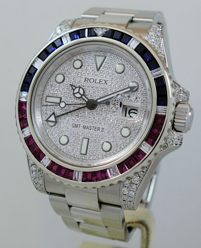 DSC07182 Rolex GMT II Steel (After-market) Diamonds, Rubies & Sapphires 116710LN