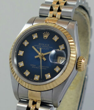 Rolex Lady-Datejust 26mm 18k & Steel, Blue-Vignette Diamond dial 69173