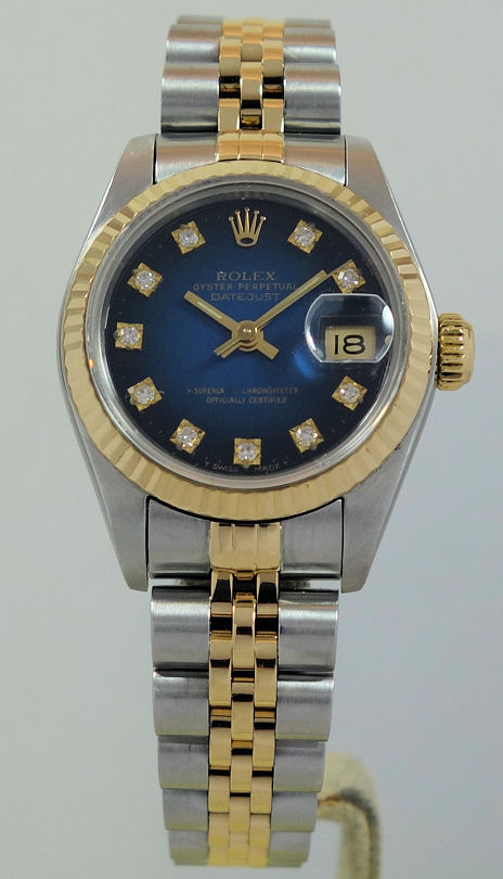 DSC07205 Rolex Lady-Datejust 26mm 18k & Steel, Blue-Vignette Diamond dial 69173