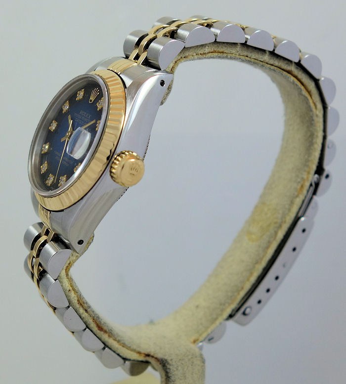 DSC07209 Rolex Lady-Datejust 26mm 18k & Steel, Blue-Vignette Diamond dial 69173