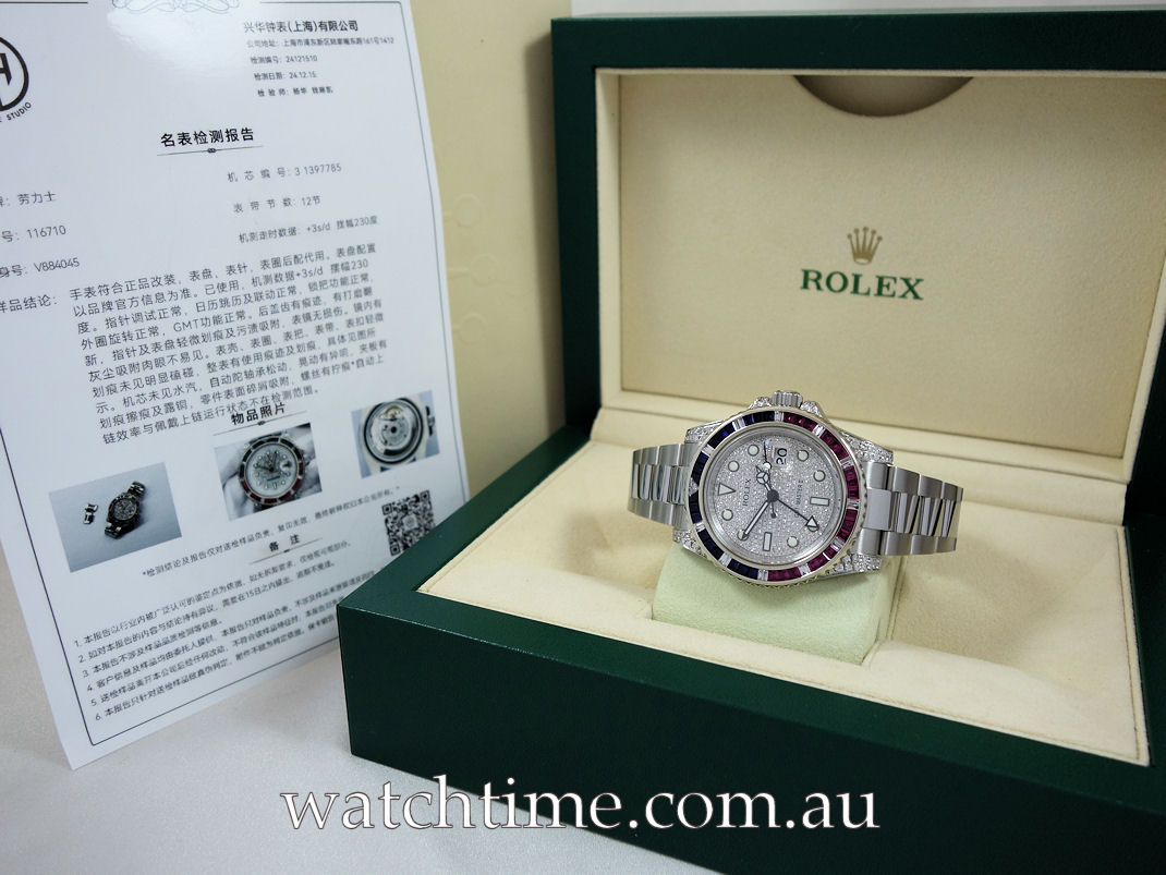 DSC07516 Rolex GMT II Steel (After-market) Diamonds, Rubies & Sapphires 116710LN