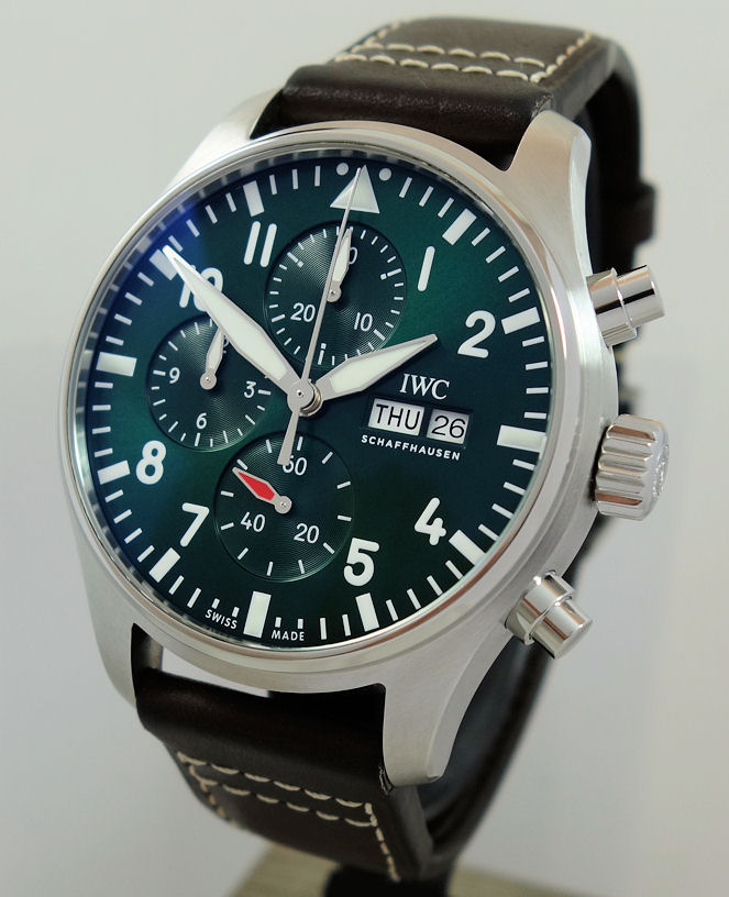 DSC07535 IWC Pilot Chronograph IW378005 GREEN-dial 43mm Steel