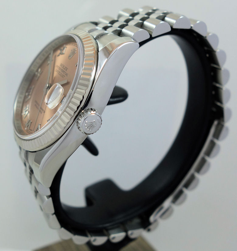 DSC07748 Rolex Datejust 36mm Steel, Salmon-Rose Roman dial 116234 Box & Card