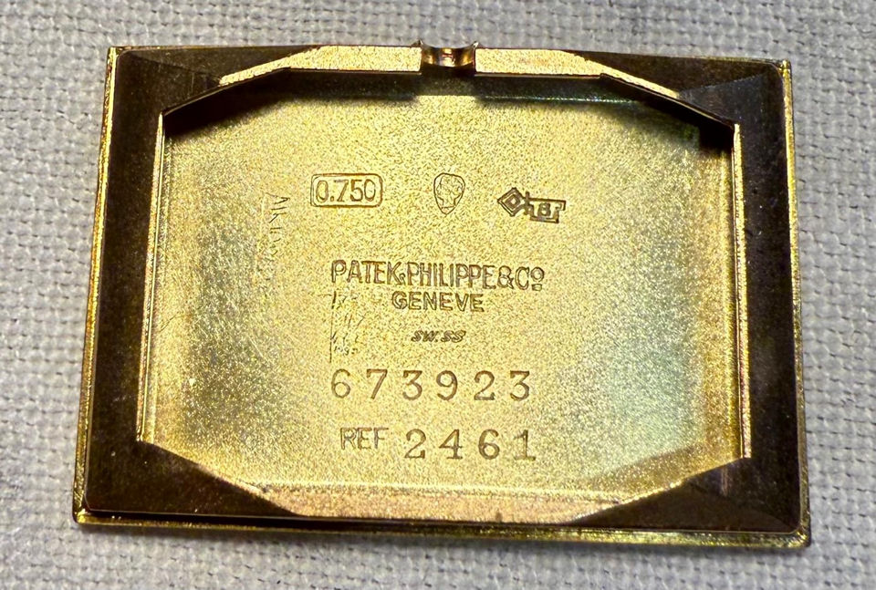 PP 2461 Inside back 1950s PATEK PHILIPPE ref 2461 18ct Yellow-Gold Rectangular Calibre 9-90