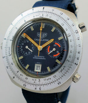 HEUER Calculator Automatic Vintage Chronograph  1970's Blue-dial  ref 110.633