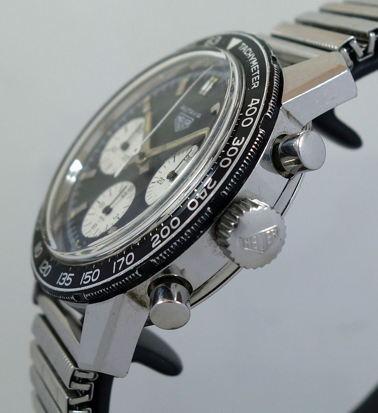 DSC08019 1970s Vintage HEUER Autavia 2446C Steel 40mm Black-dial