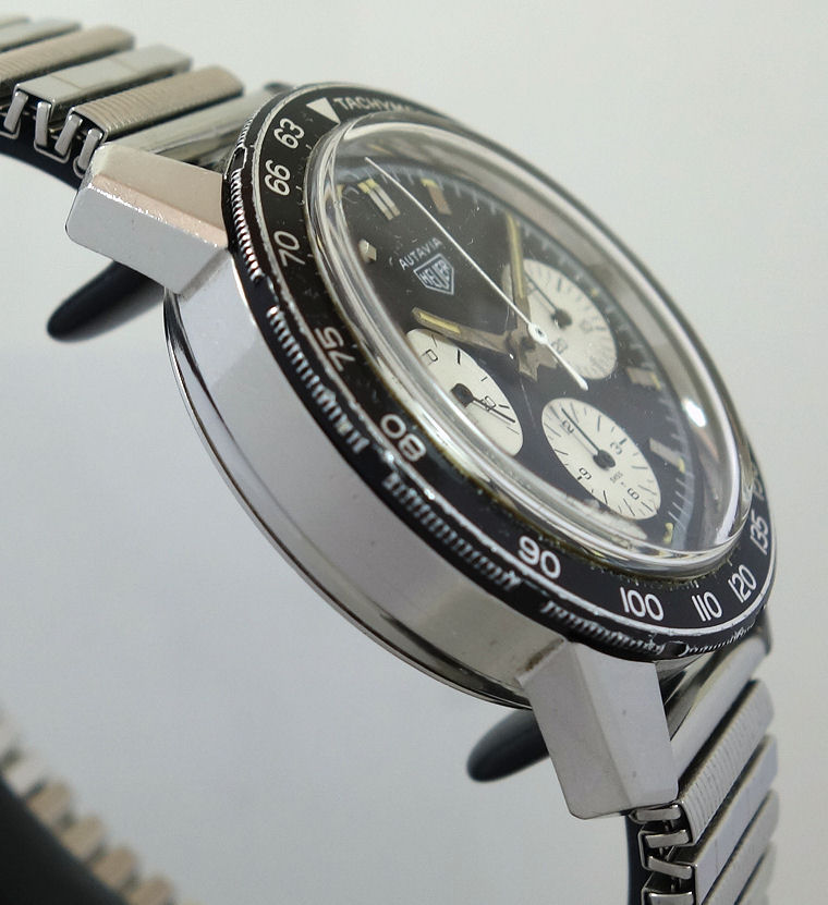 DSC08023 1970s Vintage HEUER Autavia 2446C Steel 40mm Black-dial