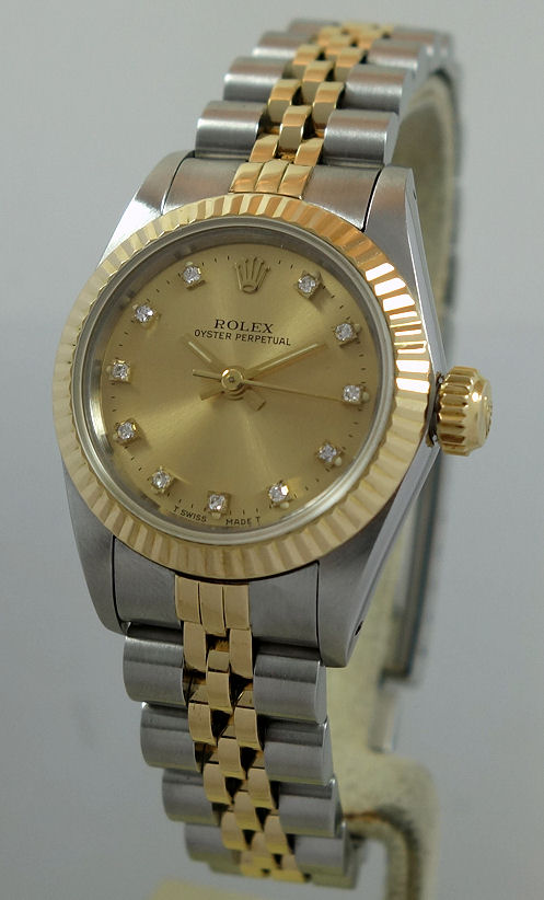 DSC08449 Rolex Lady Oyster Perpetual 18k & Steel, Diamond-dial 67193