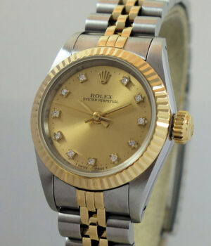 Rolex Lady Oyster Perpetual 18k & Steel, Diamond-dial 67193