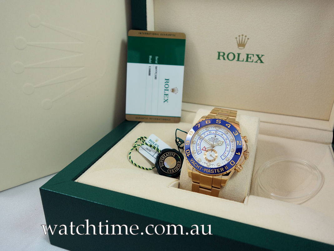 DSC08538 Rolex Yacht-Master II 18K Yellow-Gold 116688 Box & Card 2017 *As Brand New*