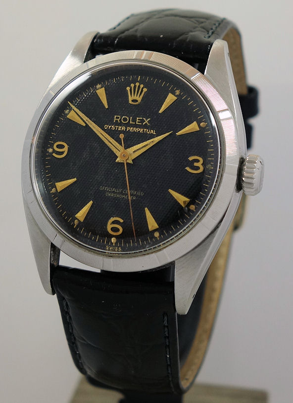 DSC08855 Rolex Oyster Perpetual c 1959 *RARE Black Honeycomb-Dial* Original Perfect Condition.