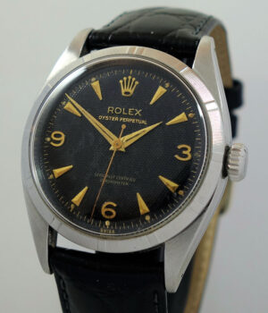 Rolex Oyster Perpetual  c 1959  *RARE Black Honeycomb-Dial* Original Perfect Condition.