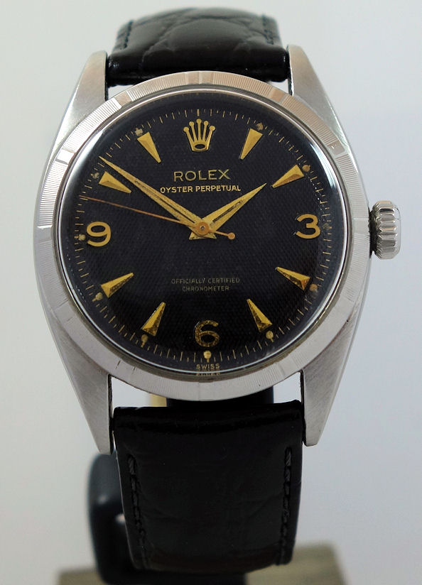 DSC08860 Rolex Oyster Perpetual c 1959 *RARE Black Honeycomb-Dial* Original Perfect Condition.