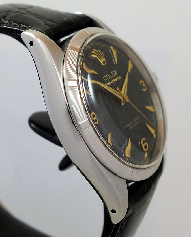 DSC08868 Rolex Oyster Perpetual c 1959 *RARE Black Honeycomb-Dial* Original Perfect Condition.