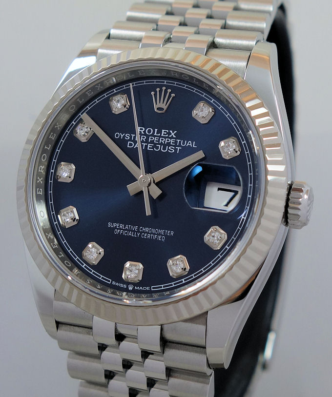 DSC09150 Rolex Datejust 36 Blue Diamond-dial, Jubilee 126234 Box & Card