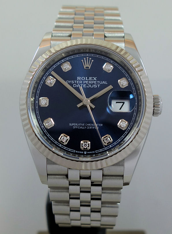 DSC09156 Rolex Datejust 36 Blue Diamond-dial, Jubilee 126234 Box & Card