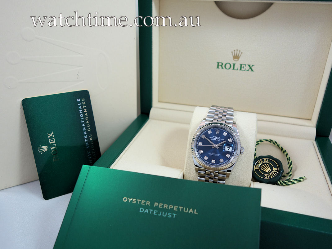 DSC09169 Rolex Datejust 36 Blue Diamond-dial, Jubilee 126234 Box & Card