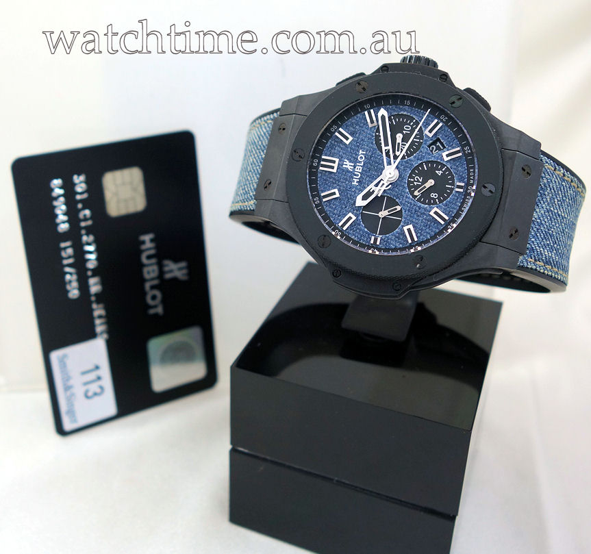 DSC09381 HUBLOT Big Bang "Jeans" Limited Edition Black-Ceramic 44mm 301.CI.2770.NR. JEANS 60% Off Retail.