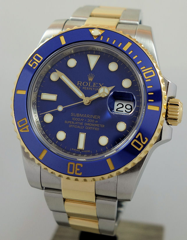 DSC09620 Rolex Submariner Date 116613LB, 18ct & Steel Rare!!! Flat Blue-Dial