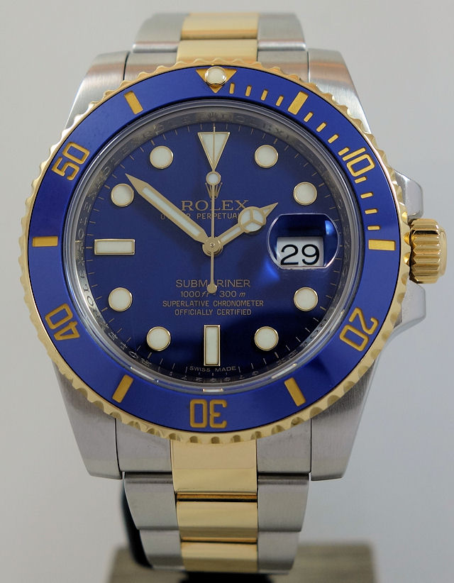 DSC09621 Rolex Submariner Date 116613LB, 18ct & Steel Rare!!! Flat Blue-Dial