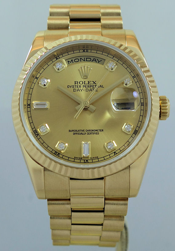 DSC00053 Rolex President Day-Date 36mm Yellow-Gold with Diamond-dial 118238