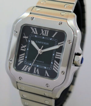 Cartier SANTOS DE CARTIER  Midsize, Green Roman dial WSSA0061  Box & Card  2023
