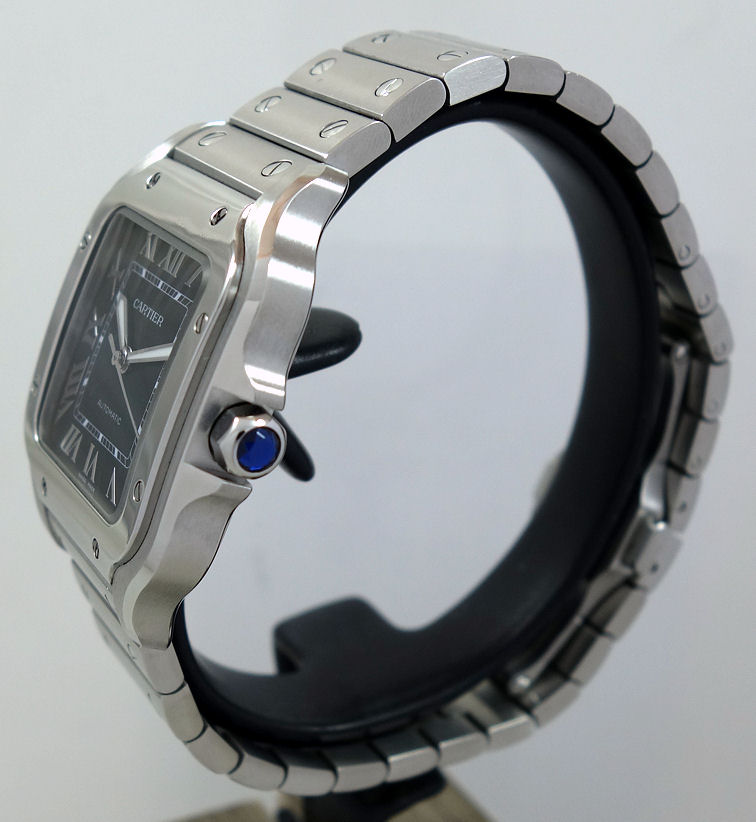 DSC00072 Cartier SANTOS DE CARTIER Midsize, Green Roman dial WSSA0061 Box & Card 2023