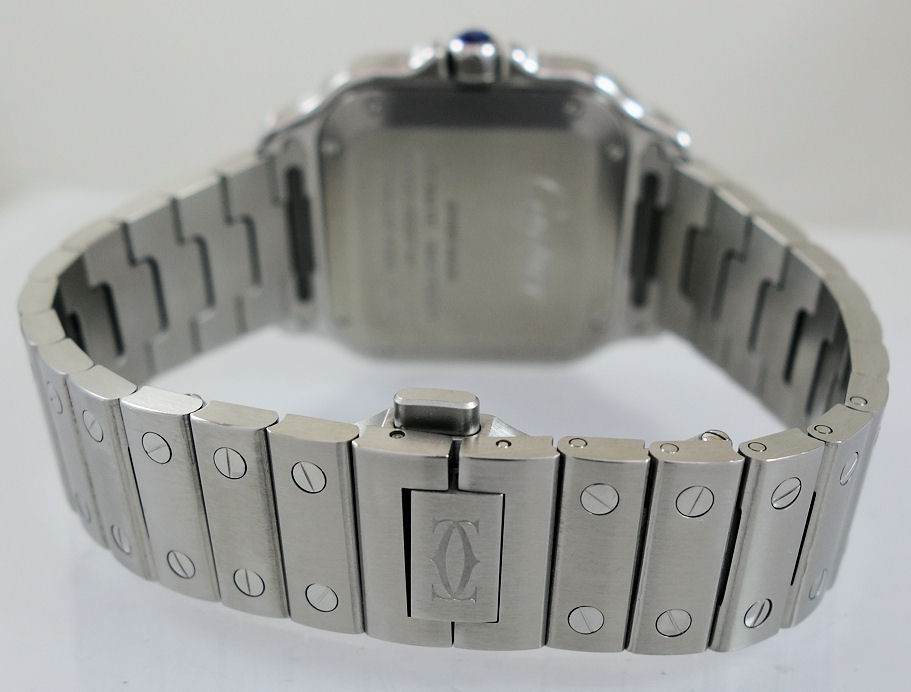 DSC00080 Cartier SANTOS DE CARTIER Midsize, Green Roman dial WSSA0061 Box & Card 2023