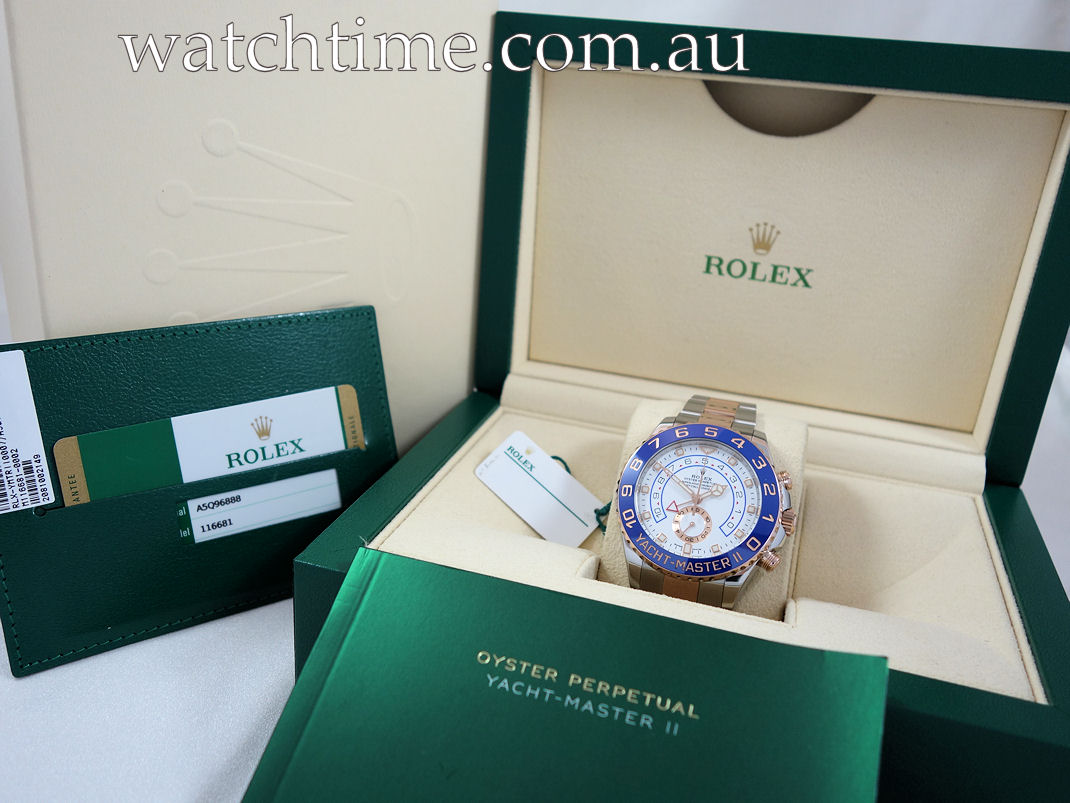 DSC00123 Rolex Yacht-Master II 18k Everose Gold & Steel 116681 Full Set Box & Card