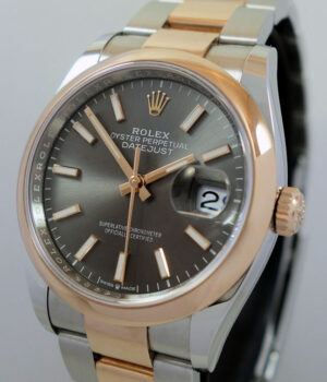 Rolex Datejust 36 Everose & Steel  126201  Slate Sunray-dial Box & Card.