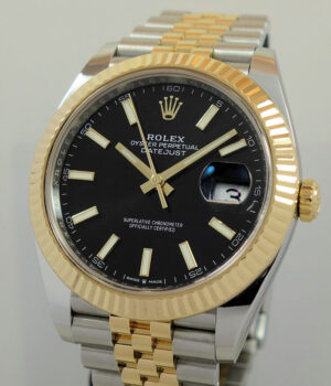 Rolex Datejust 41mm 18k & Steel, Black-dial 126333 Box & Card