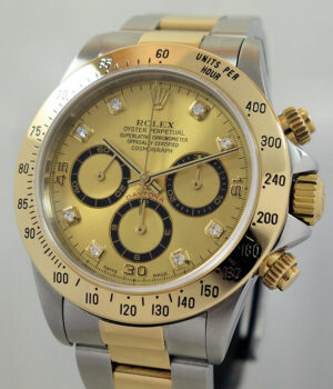 ROLEX "Zenith" Daytona 18ct & Steel 16523 with Diamond-Dial Box & Papers