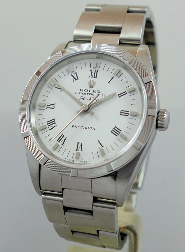 DSC09931 Rolex Air-King 14010 White Roman dial Box & Papers