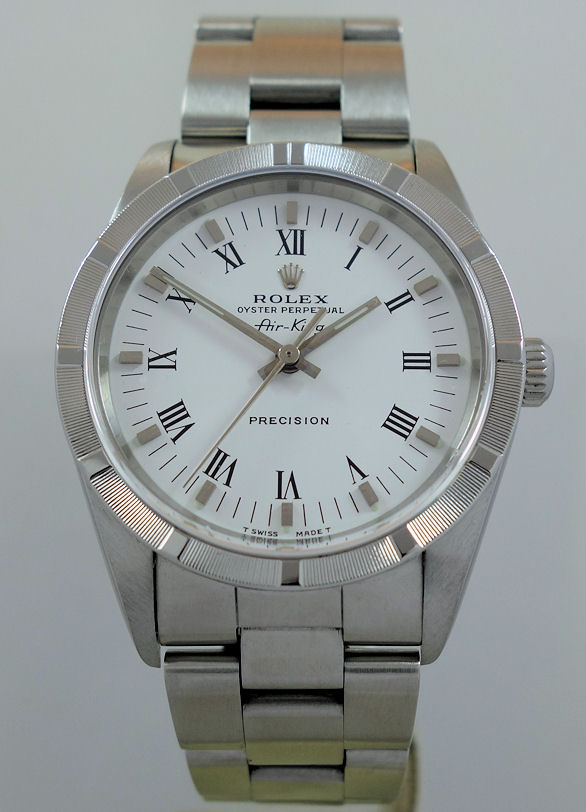 DSC09935 Rolex Air-King 14010 White Roman dial Box & Papers