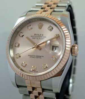 Rolex Datejust 36 Rose Diamond-dial 18k Everose & Steel 116231 Box & Card