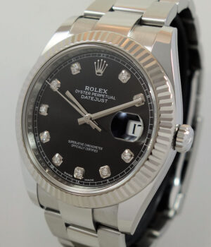 Rolex Datejust 41 Black Diamond dial, White-Gold bezel 126334 Box & Card