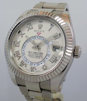 Rolex Sky-Dweller 18ct WHITE-GOLD Ivory Roman-Numeral Dial  326939 Box & Card