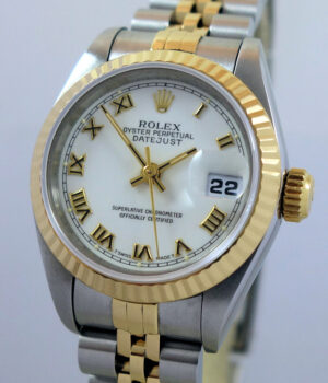 Rolex Lady Datejust 18k & Steel, White Roman dial 69173 Full set!