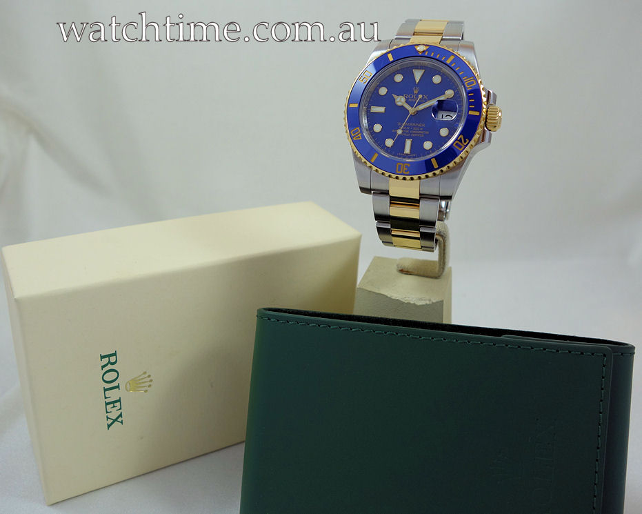 DSC01381 Rolex Submariner Date 116613LB, 18ct & Steel Rare!!! Flat Blue-Dial