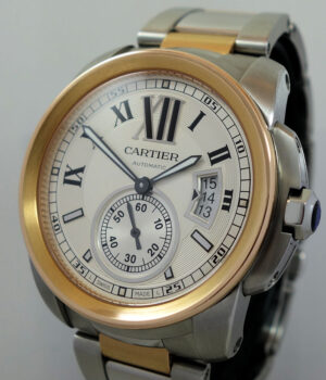 Calibre de CARTIER 42mm 18k Rose-Gold & Steel on bracelet W7100036
