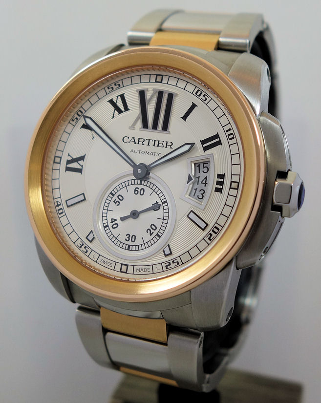 DSC01434 Calibre de CARTIER 42mm 18k Rose-Gold & Steel on bracelet W7100036