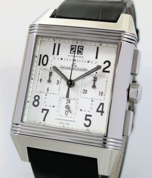 JAEGER LECOULTRE Reverso Squadra Chronograph GMT XL Steel, Silver-dial Fully Serviced
