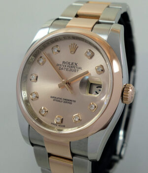 Rolex Datejust 36 Everose & Steel 116201 with Rose Diamond-dial  Box & Card
