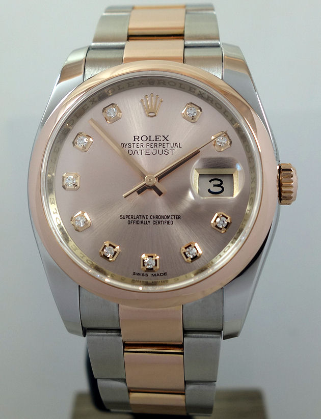 DSC01872 Rolex Datejust 36 Everose & Steel 116201 with Rose Diamond-dial Box & Card