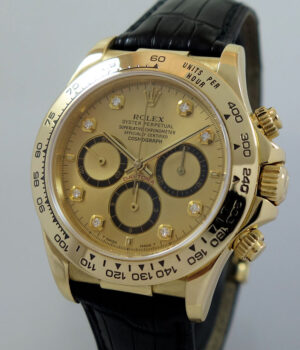 18k Yellow Gold ROLEX Daytona 16518  Diamond-dial  Box & Papers
