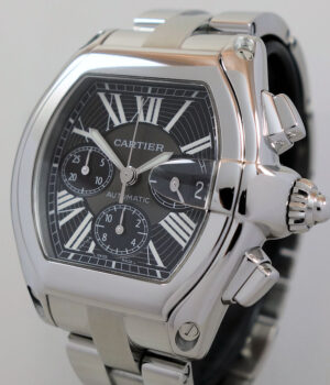 CARTIER Roadster Chronograph XL Steel, Black-dial W62020X6 Box & Papers