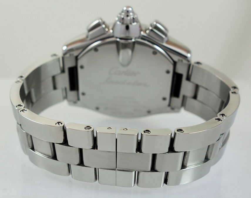 DSC02787 CARTIER Roadster Chronograph XL Steel, Black-dial W62020X6 Box & Papers