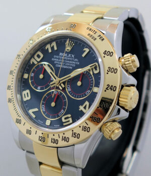 Rolex Daytona 18k Gold & Steel, Blue Arabic dial  116523