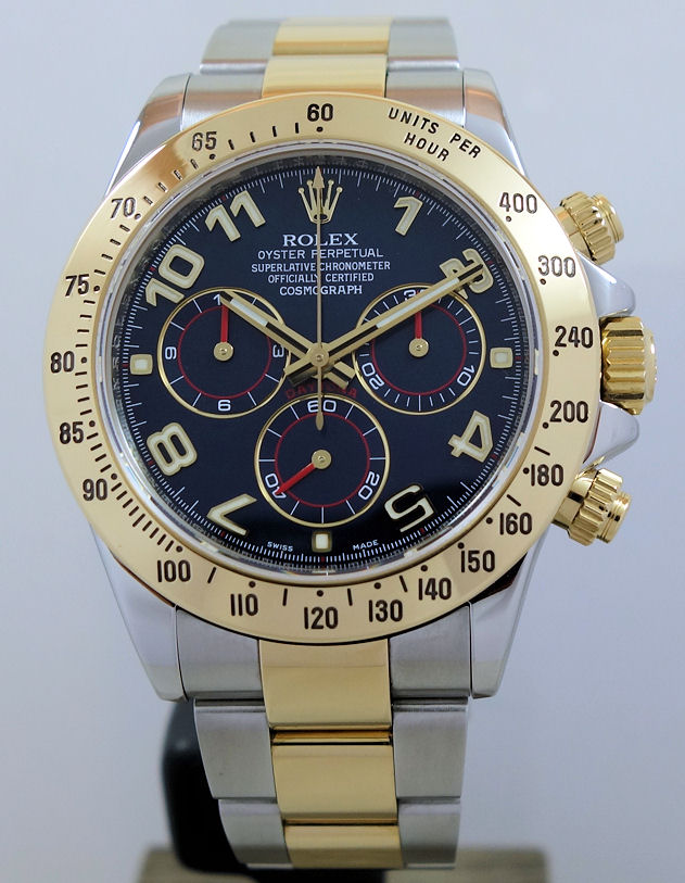 DSC02823 Rolex Daytona 18k Gold & Steel, Blue Arabic dial 116523