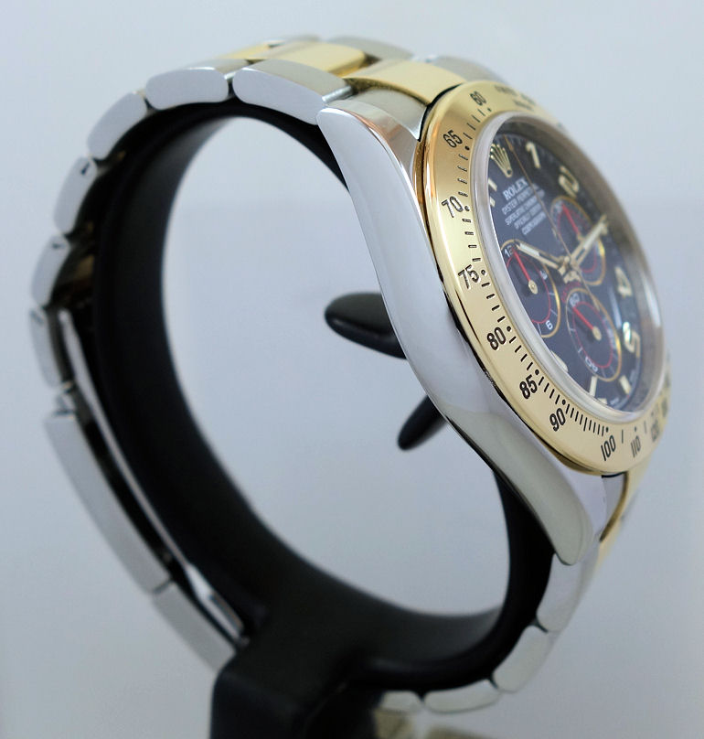 DSC02829 Rolex Daytona 18k Gold & Steel, Blue Arabic dial 116523